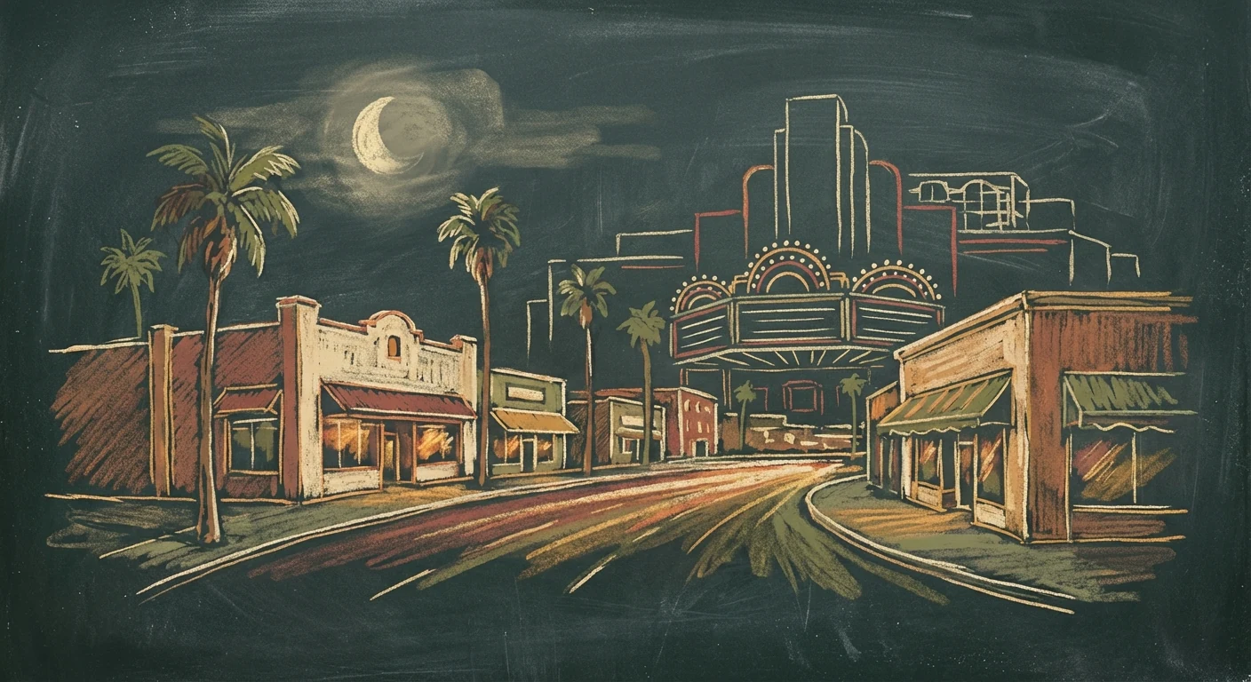 Tinseltown chalk illustration
