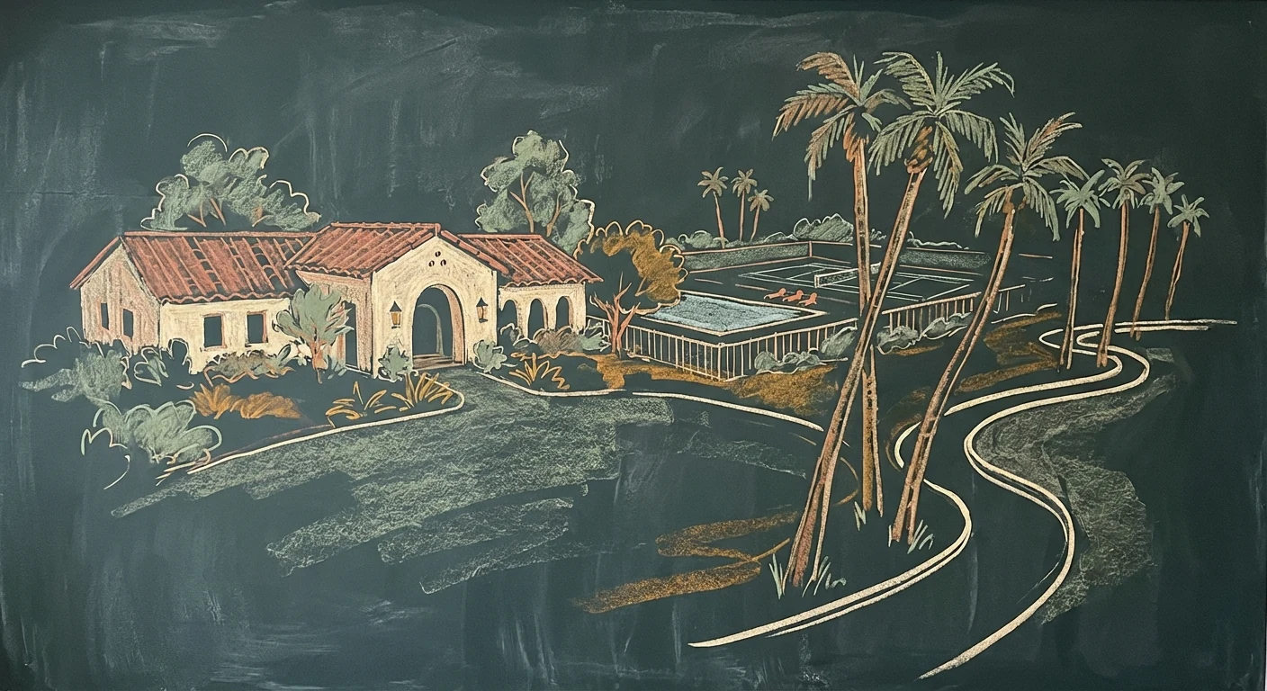 Village of Dabney chalk illustration